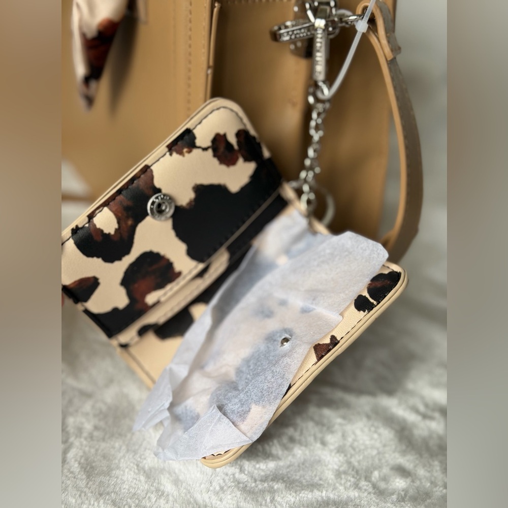 Steve Madden Bevelynn Satchel Western Cow Print Scarf Wallet tote crossbody Bag - Picture 8 of 10